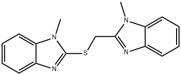 1-methyl-2-(((1-methyl-1H-benzo[d]imidazol-2-yl)methyl)thio)-1H-benzo[d]imidazole Struktur