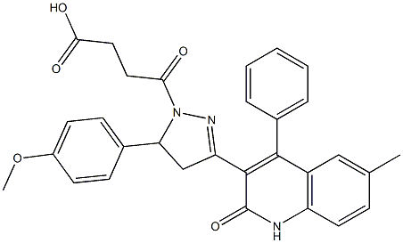 4-(5-(4-methoxyphenyl)-3-(6-methyl-2-oxo-4-phenyl-1,2-dihydroquinolin-3-yl)-4,5-dihydro-1H-pyrazol-1-yl)-4-oxobutanoic acid Struktur