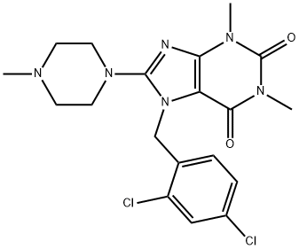 7-(2,4-dichlorobenzyl)-1,3-dimethyl-8-(4-methylpiperazin-1-yl)-3,7-dihydro-1H-purine-2,6-dione Struktur