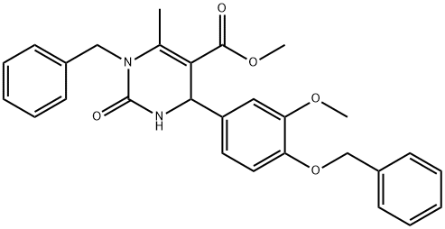 methyl 1-benzyl-4-(4-(benzyloxy)-3-methoxyphenyl)-6-methyl-2-oxo-1,2,3,4-tetrahydropyrimidine-5-carboxylate Struktur