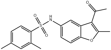 N-(3-acetyl-2-methylbenzofuran-5-yl)-2,4-dimethylbenzenesulfonamide Struktur