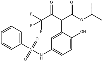 isopropyl 4,4,4-trifluoro-2-(2-hydroxy-5-(phenylsulfonamido)phenyl)-3-oxobutanoate Struktur