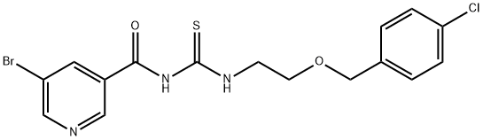 5-bromo-N-((2-((4-chlorobenzyl)oxy)ethyl)carbamothioyl)nicotinamide Struktur