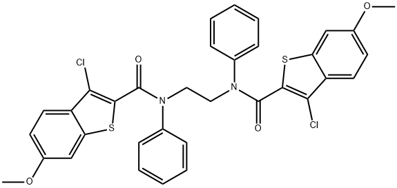 N,N'-1,2-ethanediylbis(3-chloro-6-methoxy-N-phenyl-1-benzothiophene-2-carboxamide) Struktur