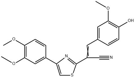 (Z)-2-(4-(3,4-dimethoxyphenyl)thiazol-2-yl)-3-(4-hydroxy-3-methoxyphenyl)acrylonitrile Struktur