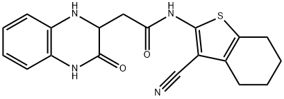 N-(3-cyano-4,5,6,7-tetrahydrobenzo[b]thiophen-2-yl)-2-(3-oxo-1,2,3,4-tetrahydroquinoxalin-2-yl)acetamide Struktur