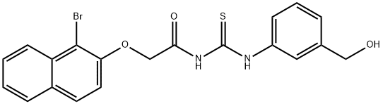 2-[(1-bromo-2-naphthyl)oxy]-N-({[3-(hydroxymethyl)phenyl]amino}carbonothioyl)acetamide Struktur