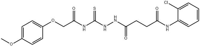 N-(2-chlorophenyl)-4-[2-({[(4-methoxyphenoxy)acetyl]amino}carbonothioyl)hydrazino]-4-oxobutanamide Struktur