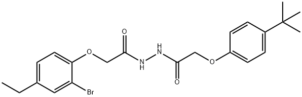 2-(2-bromo-4-ethylphenoxy)-N'-[(4-tert-butylphenoxy)acetyl]acetohydrazide Struktur