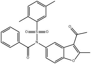 N-(3-acetyl-2-methylbenzofuran-5-yl)-N-((2,5-dimethylphenyl)sulfonyl)benzamide Struktur