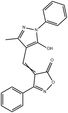 4-(5-Hydroxy-3-methyl-1-phenyl-1H-pyrazol-4-ylmethylene)-3-phenyl-4H-isoxazol-5-one Struktur