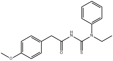 N-{[ethyl(phenyl)amino]carbonothioyl}-2-(4-methoxyphenyl)acetamide Struktur