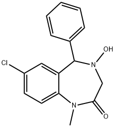 7-Chloro-1,3,4,5-tetrahydro-4-hydroxy-1-methyl-5-phenyl-2H-1,4-benzodiazepin-2-one Struktur