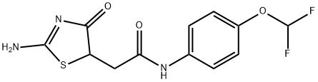 N-(4-(difluoromethoxy)phenyl)-2-(2-imino-4-oxothiazolidin-5-yl)acetamide Struktur