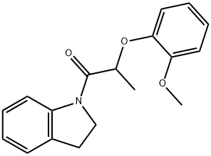 1-(2,3-dihydroindol-1-yl)-2-(2-methoxyphenoxy)propan-1-one Struktur