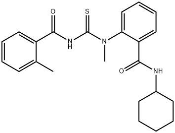 N-{[{2-[(cyclohexylamino)carbonyl]phenyl}(methyl)amino]carbonothioyl}-2-methylbenzamide Struktur