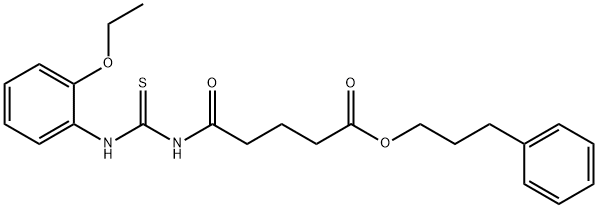 3-phenylpropyl 5-({[(2-ethoxyphenyl)amino]carbonothioyl}amino)-5-oxopentanoate Struktur