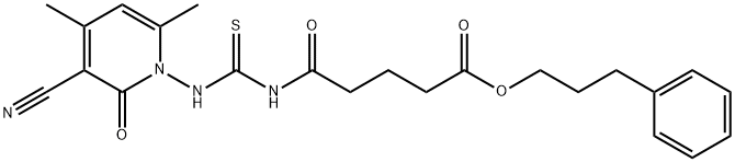 3-phenylpropyl 5-[(3-cyano-4,6-dimethyl-2-oxopyridin-1-yl)carbamothioylamino]-5-oxopentanoate Struktur