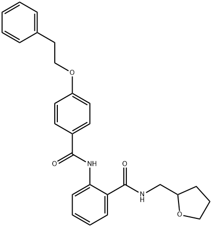 2-{[4-(2-phenylethoxy)benzoyl]amino}-N-(tetrahydro-2-furanylmethyl)benzamide Struktur