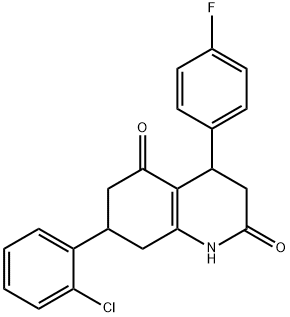 7-(2-chlorophenyl)-4-(4-fluorophenyl)-1,3,4,6,7,8-hexahydroquinoline-2,5-dione Struktur