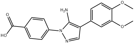 4-(5-AMINO-4-(3,4-DIMETHOXYPHENYL)-1H-PYRAZOL-1-YL)BENZOIC ACID Struktur