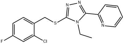 2-[5-[(2-chloro-4-fluorophenyl)methylsulfanyl]-4-ethyl-1,2,4-triazol-3-yl]pyridine Struktur