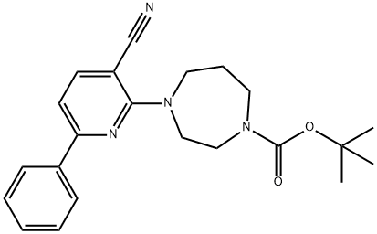 tert-butyl 4-(3-cyano-6-phenylpyridin-2-yl)-1,4-diazepane-1-carboxylate Struktur