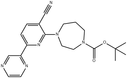 tert-butyl 4-[3-cyano-6-(pyrazin-2-yl)pyridin-2-yl]-1,4-diazepane-1-carboxylate Struktur