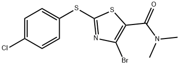 4-BROMO-2-((4-CHLOROPHENYL)THIO)-N,N-DIMETHYLTHIAZOLE-5-CARBOXAMIDE Struktur