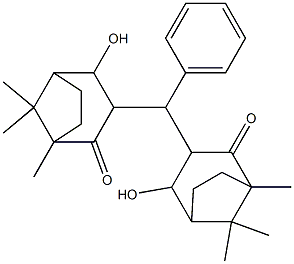 2-hydroxy-3-[(2-hydroxy-5,8,8-trimethyl-4-oxo-3-bicyclo[3.2.1]octanyl)-phenylmethyl]-5,8,8-trimethylbicyclo[3.2.1]octan-4-one Struktur