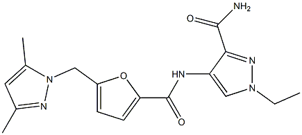 4-[[5-[(3,5-dimethylpyrazol-1-yl)methyl]furan-2-carbonyl]amino]-1-ethylpyrazole-3-carboxamide Struktur