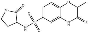 2-methyl-3-oxo-N-(2-oxotetrahydro-3-thienyl)-3,4-dihydro-2H-1,4-benzoxazine-6-sulfonamide Struktur