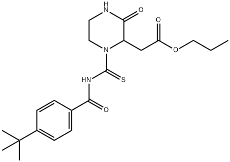 propyl (1-{[(4-tert-butylbenzoyl)amino]carbonothioyl}-3-oxo-2-piperazinyl)acetate Struktur