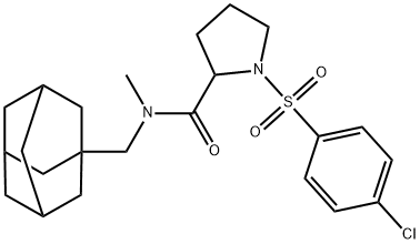 N-(1-adamantylmethyl)-1-[(4-chlorophenyl)sulfonyl]-N-methyl-2-pyrrolidinecarboxamide Struktur