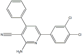 2-amino-6-(3,4-dichlorophenyl)-4-phenylpyridine-3-carbonitrile Struktur