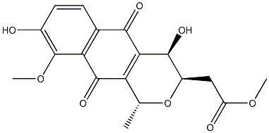 1H-Naphtho[2,3-c]pyran-3-aceticacid, 3,4,5,10-tetrahydro-4,8-dihydroxy-9-methoxy-1-methyl-5,10-dioxo-, methylester, (1R,3R,4R)- Struktur