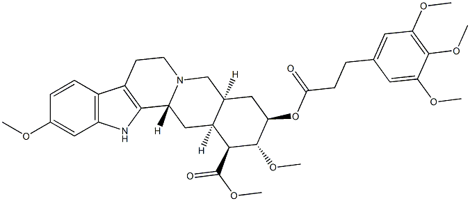 Yohimban-16-carboxylicacid, 11,17-dimethoxy-18-[1-oxo-3-(3,4,5-trimethoxyphenyl)propoxy]-, methylester, (3b,16b,17a,18b,20a)- (9CI) Struktur