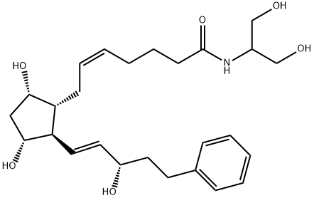 (Z)-7-[(1R,2R,3R,5S)-3,5-dihydroxy-2-[(E,3S)-3-hydroxy-5-phenylpent-1-enyl]cyclopentyl]-N-(1,3-dihydroxypropan-2-yl)hept-5-enamide Struktur