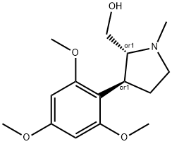 cis-((2S,3R)-1-methyl-3-(2,4,6-trimethoxyphenyl)pyrrolidin-2-yl)methanol Struktur