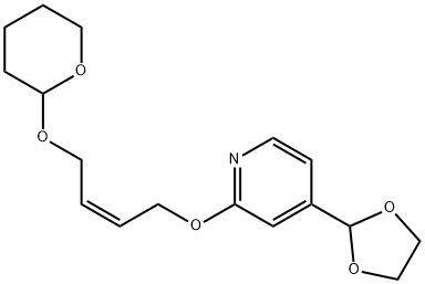 4-(1,3-dioxolan-2-yl)-2-((4-((tetrahydro-2H-pyran-2-yl)oxy)but-2-en-1-yl)oxy)pyridine Struktur