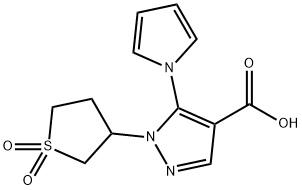 1-(1,1-dioxidotetrahydro-3-thienyl)-5-(1H-pyrrol-1-yl)-1H-pyrazole-4-carboxylic acid Struktur