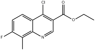 3-Quinolinecarboxylic acid, 4-chloro-7-fluoro-8-methyl-, ethyl ester Struktur