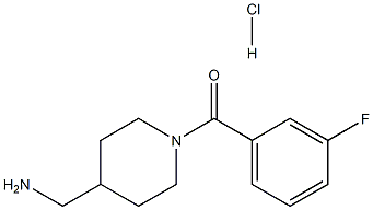 [4-(Aminomethyl)piperidin-1-yl](3-fluorophenyl)methanone hydrochloride Struktur