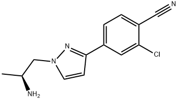 (S)-4-(1-(2-aminopropyl)-1H-pyrazol-3-yl)-2-chlorobenzonitrile Struktur