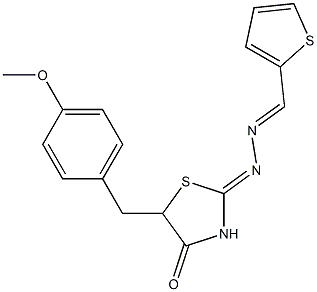 (Z)-5-(4-methoxybenzyl)-2-(((E)-thiophen-2-ylmethylene)hydrazono)thiazolidin-4-one Struktur