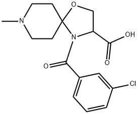 4-(3-chlorobenzoyl)-8-methyl-1-oxa-4,8-diazaspiro[4.5]decane-3-carboxylic acid Struktur