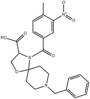 8-benzyl-4-(4-methyl-3-nitrobenzoyl)-1-oxa-4,8-diazaspiro[4.5]decane-3-carboxylic acid Struktur