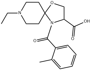 8-ethyl-4-(2-methylbenzoyl)-1-oxa-4,8-diazaspiro[4.5]decane-3-carboxylic acid Struktur