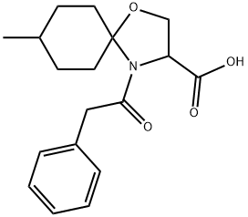 8-methyl-4-(2-phenylacetyl)-1-oxa-4-azaspiro[4.5]decane-3-carboxylic acid Struktur