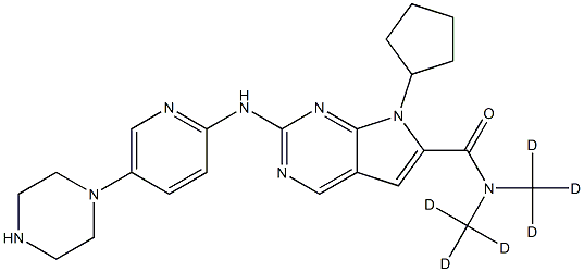 7-cyclopentyl-2-[(5-piperazin-1-ylpyridin-2-yl)amino]-N,N-bis(trideuteriomethyl)pyrrolo[2,3-d]pyrimidine-6-carboxamide Struktur